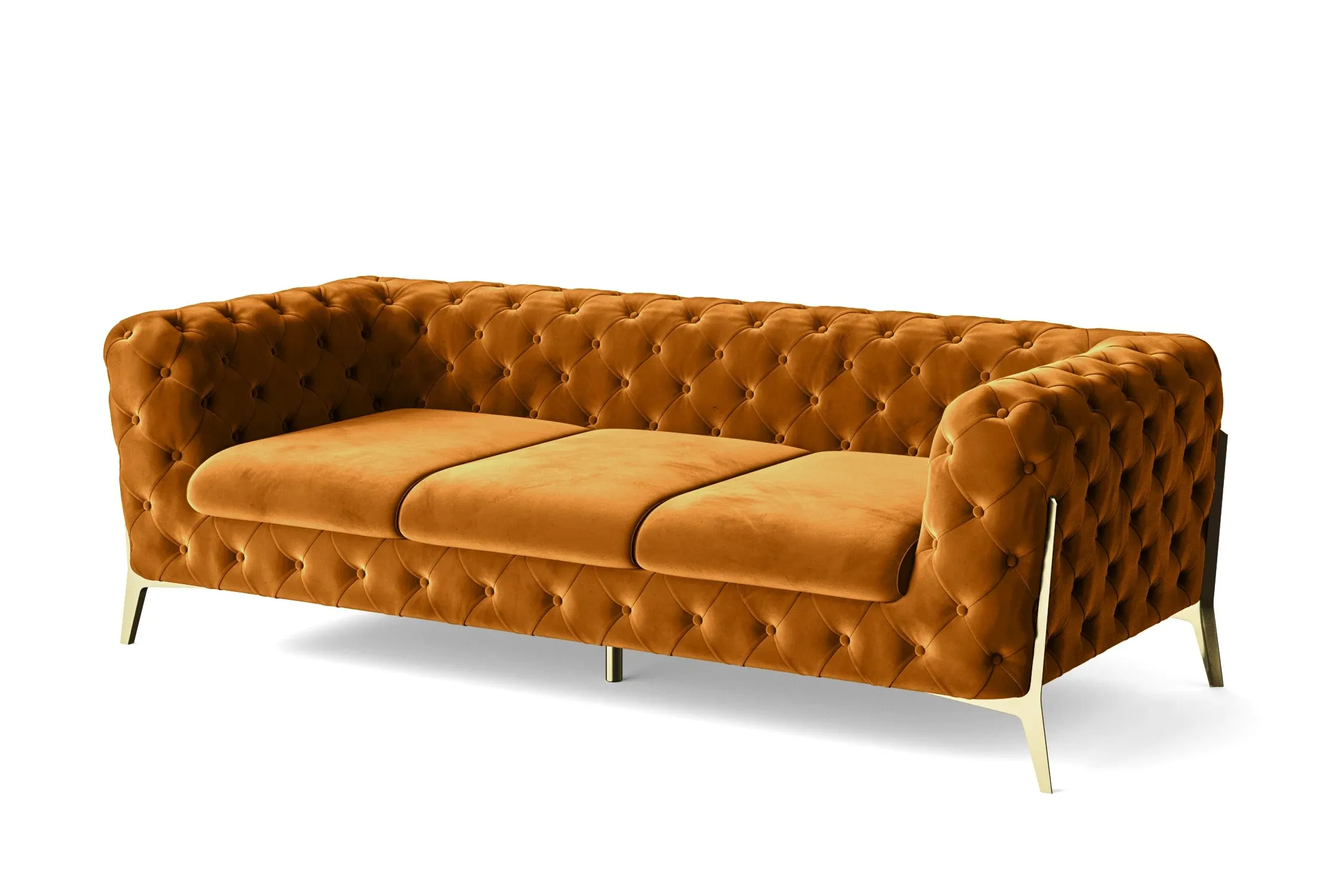 Vito 3 Seater Sofa Gold Velvet