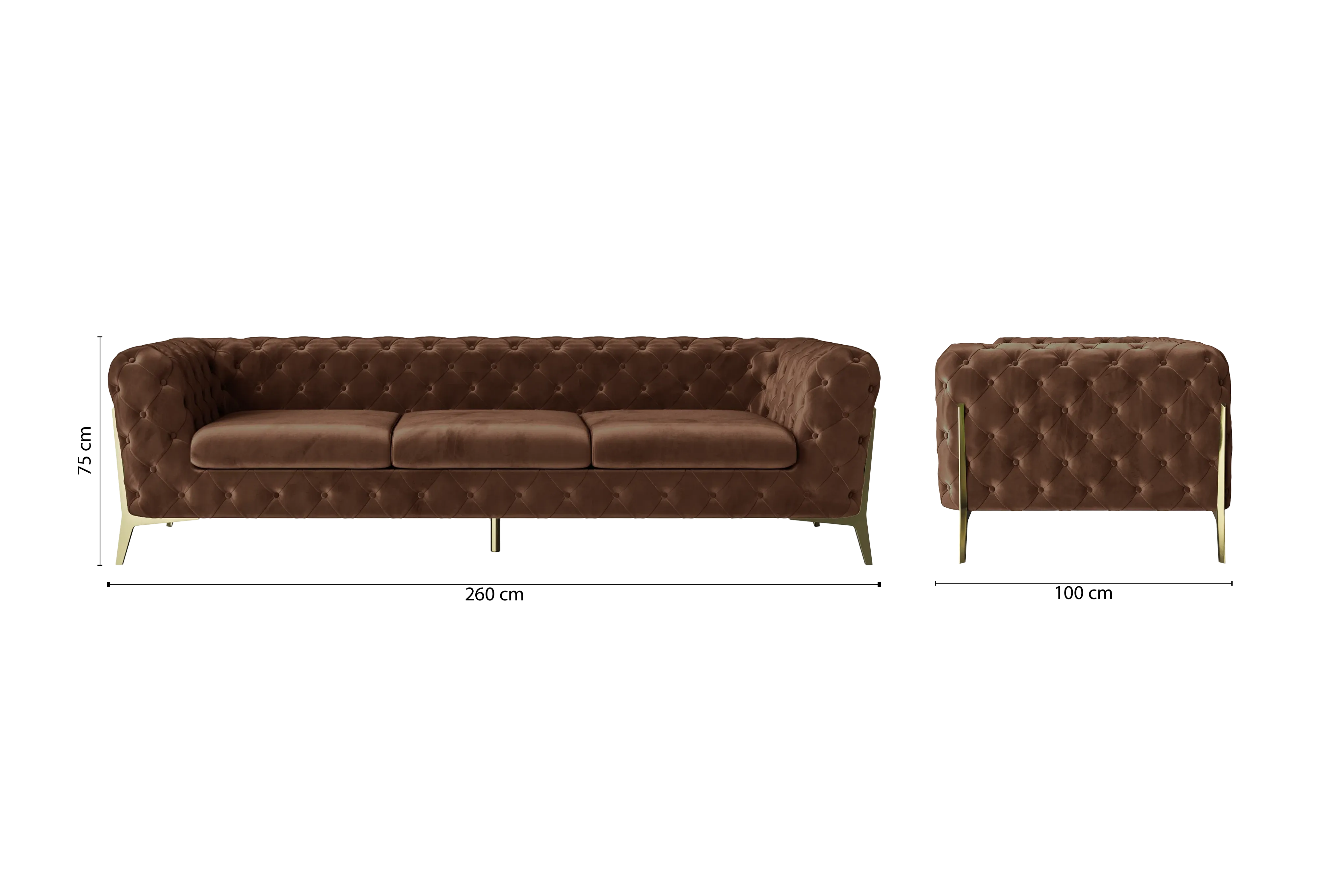 Vito 4 Seater Sofa Coffee Brown Velvet