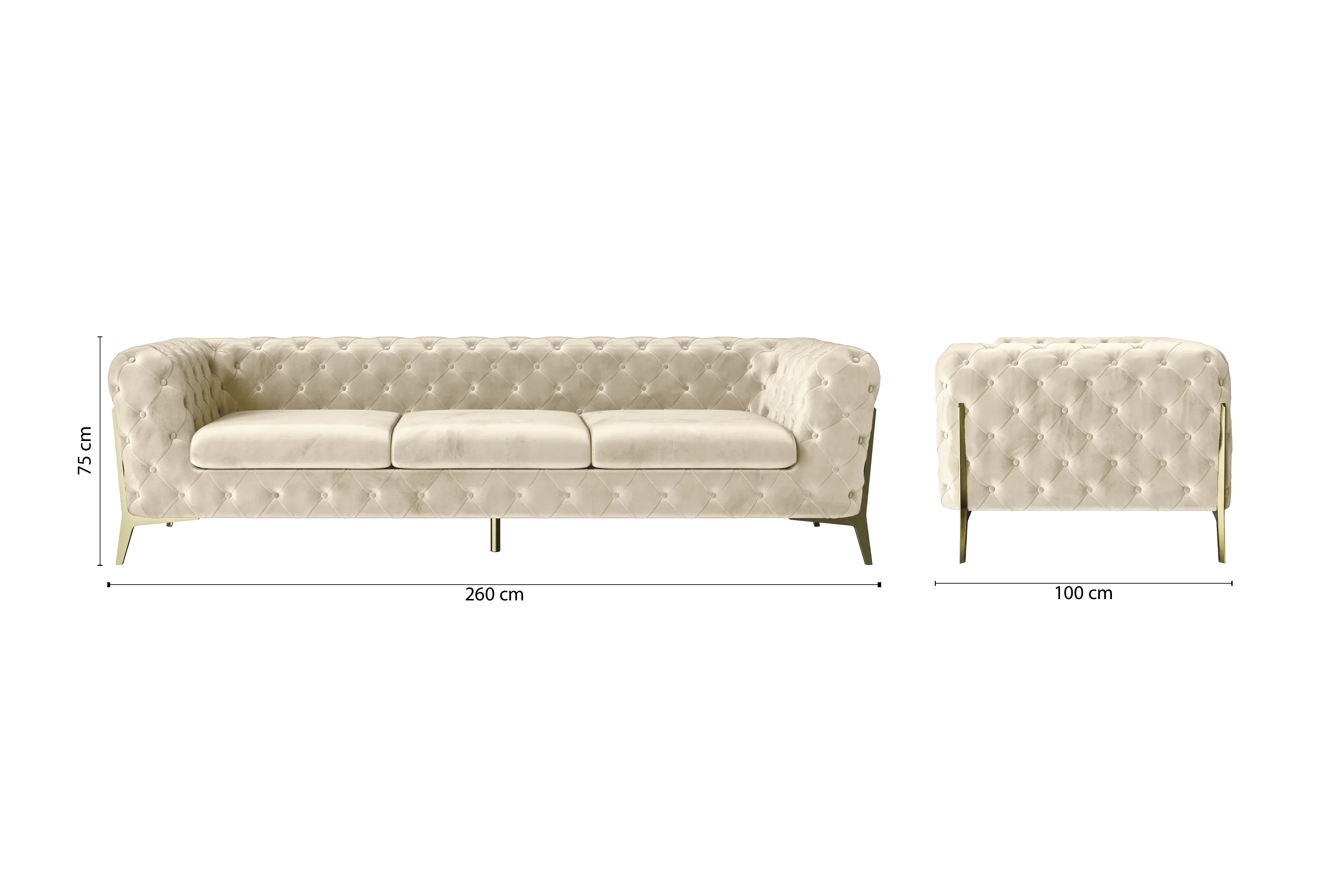 Vito 4 Seater Sofa Cream Velvet