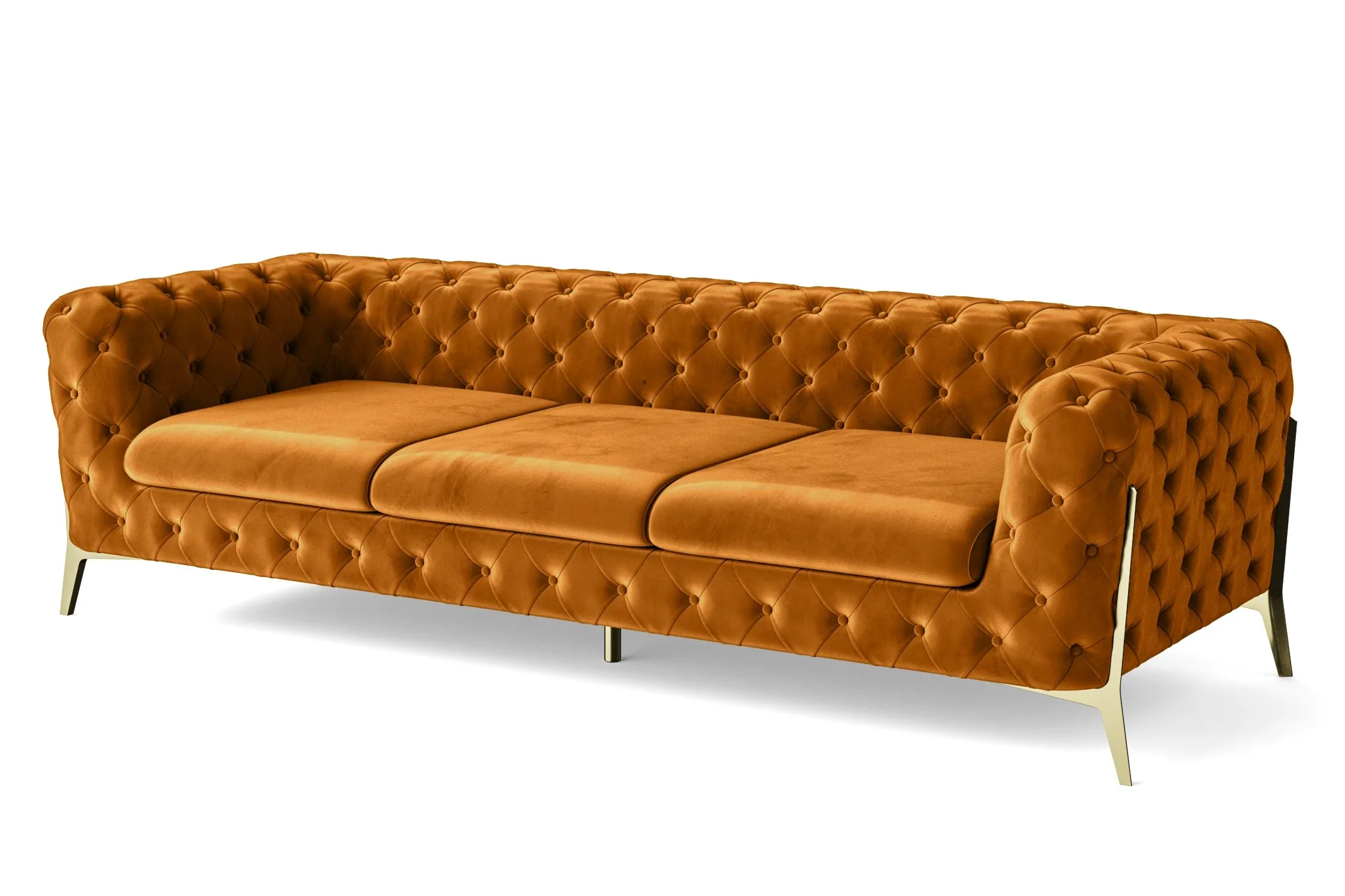 Vito 4 Seater Sofa Gold Velvet
