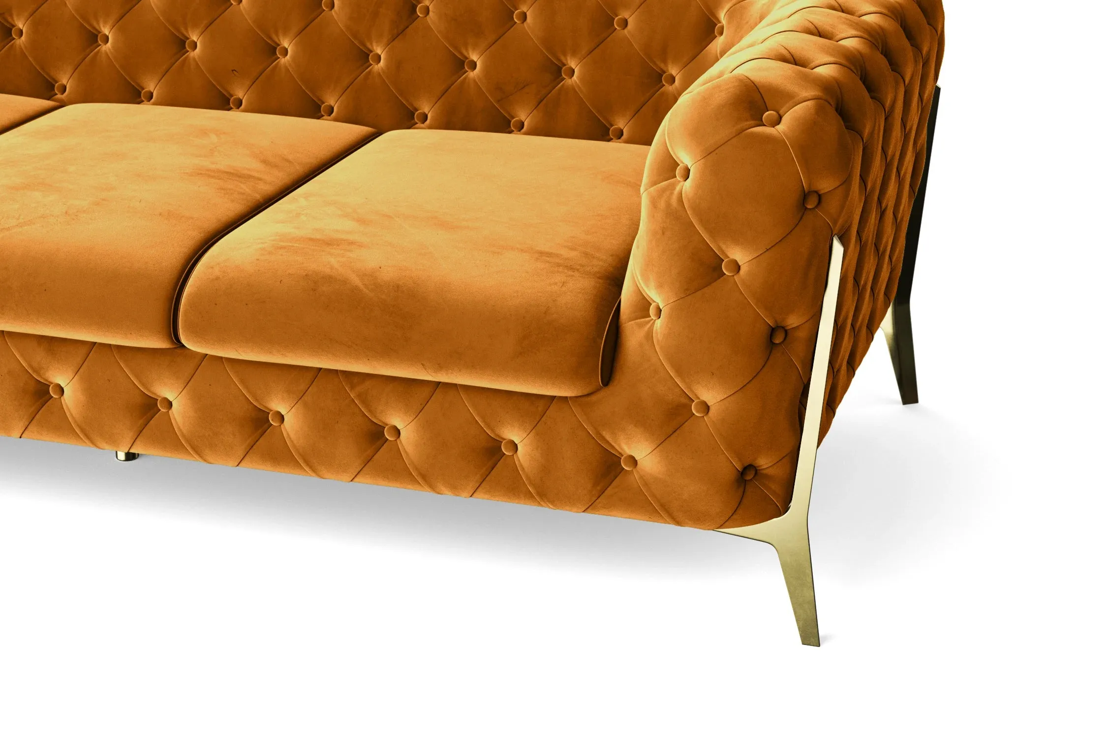 Vito 4 Seater Sofa Gold Velvet