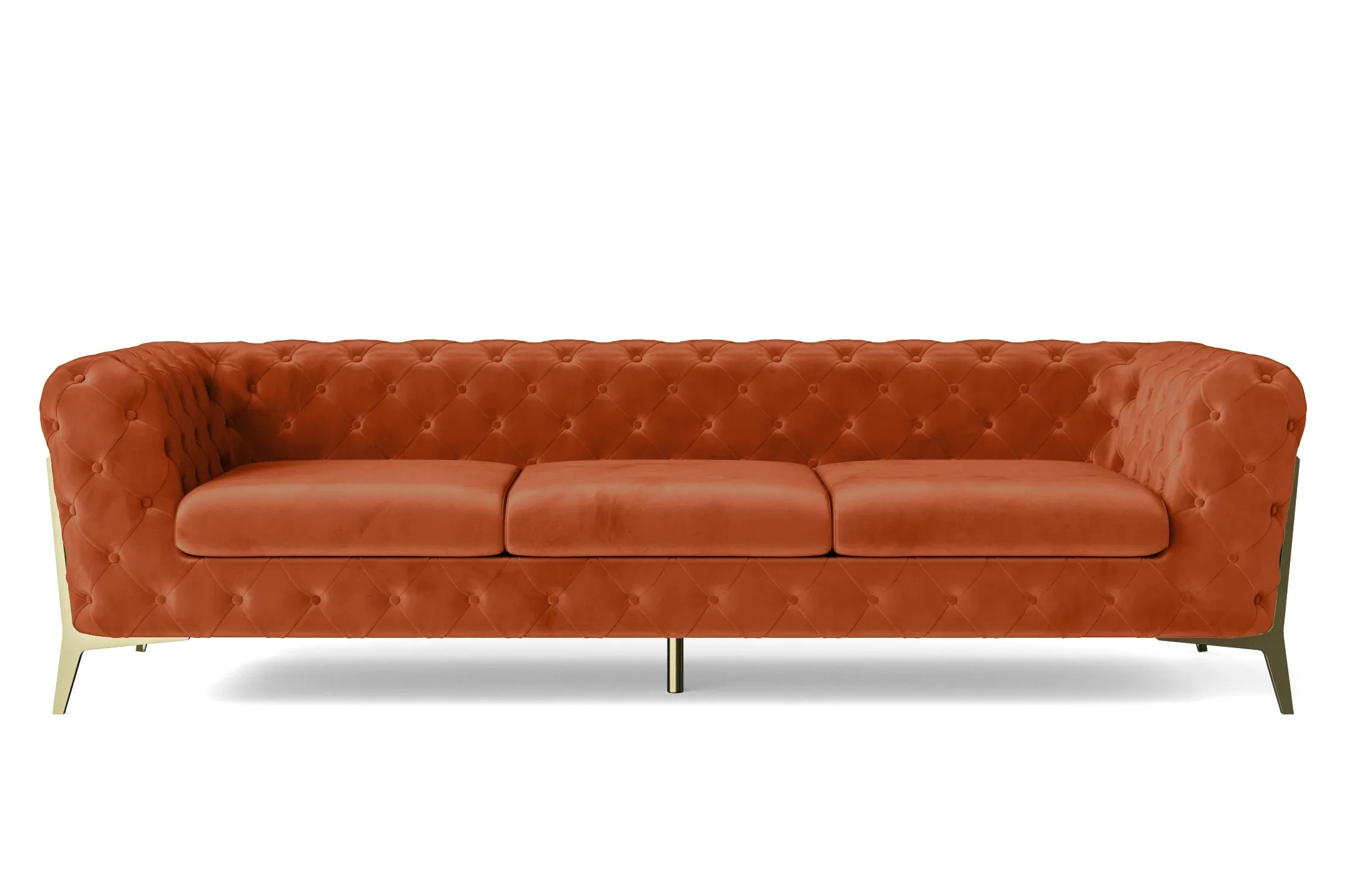 Vito 4 Seater Sofa Orange Velvet