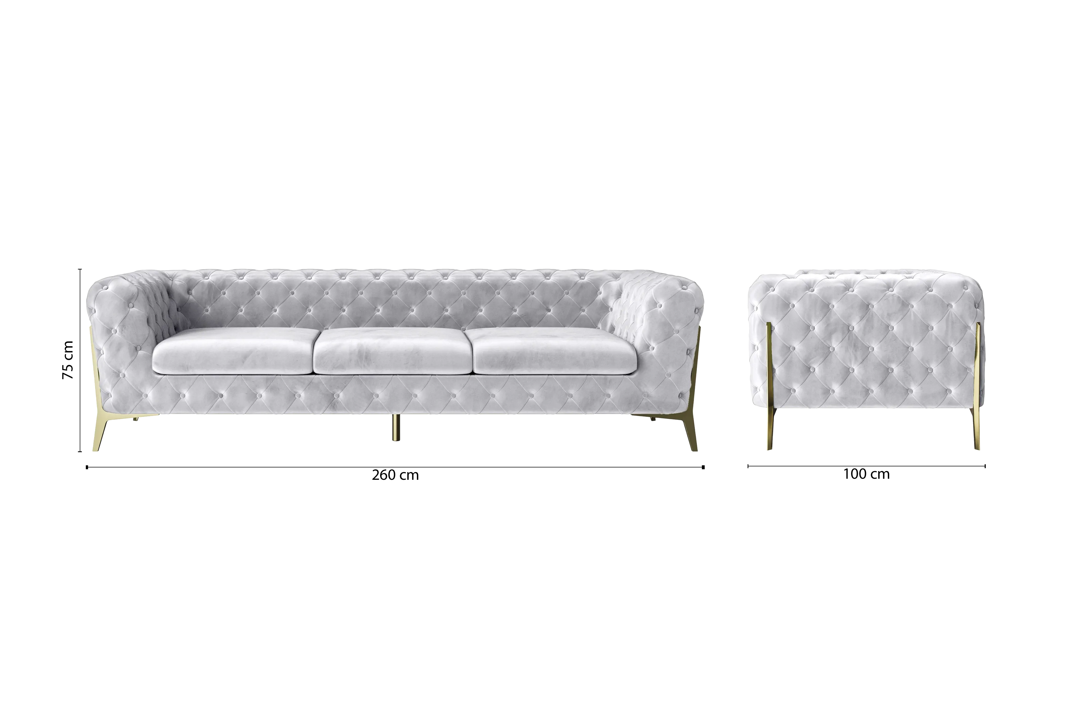 Vito 4 Seater Sofa Silver Velvet