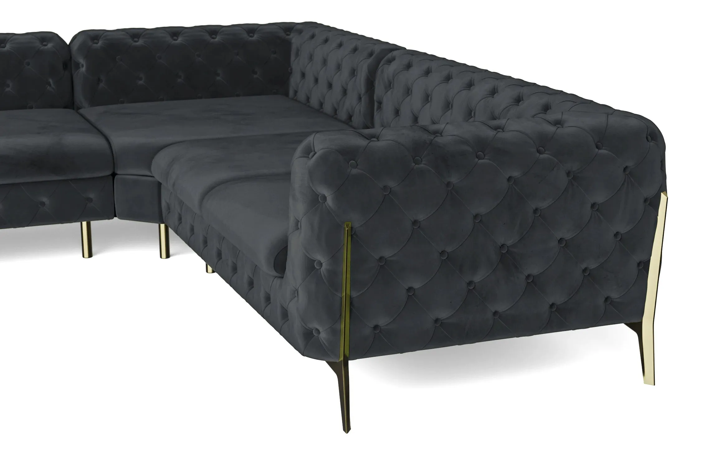 Vito 6 Seater Corner Sofa Dark Grey Velvet