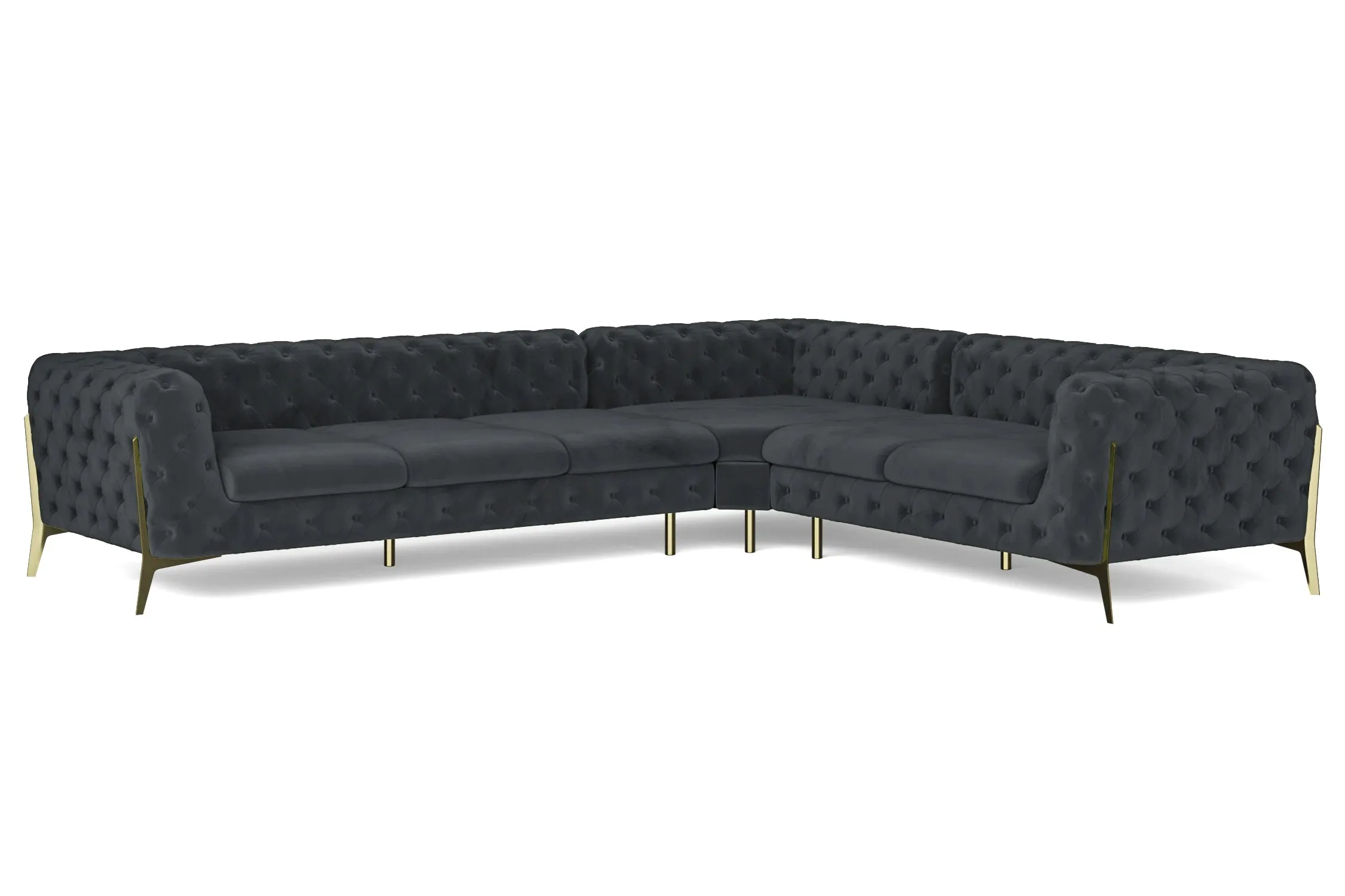 Vito 6 Seater Corner Sofa Dark Grey Velvet
