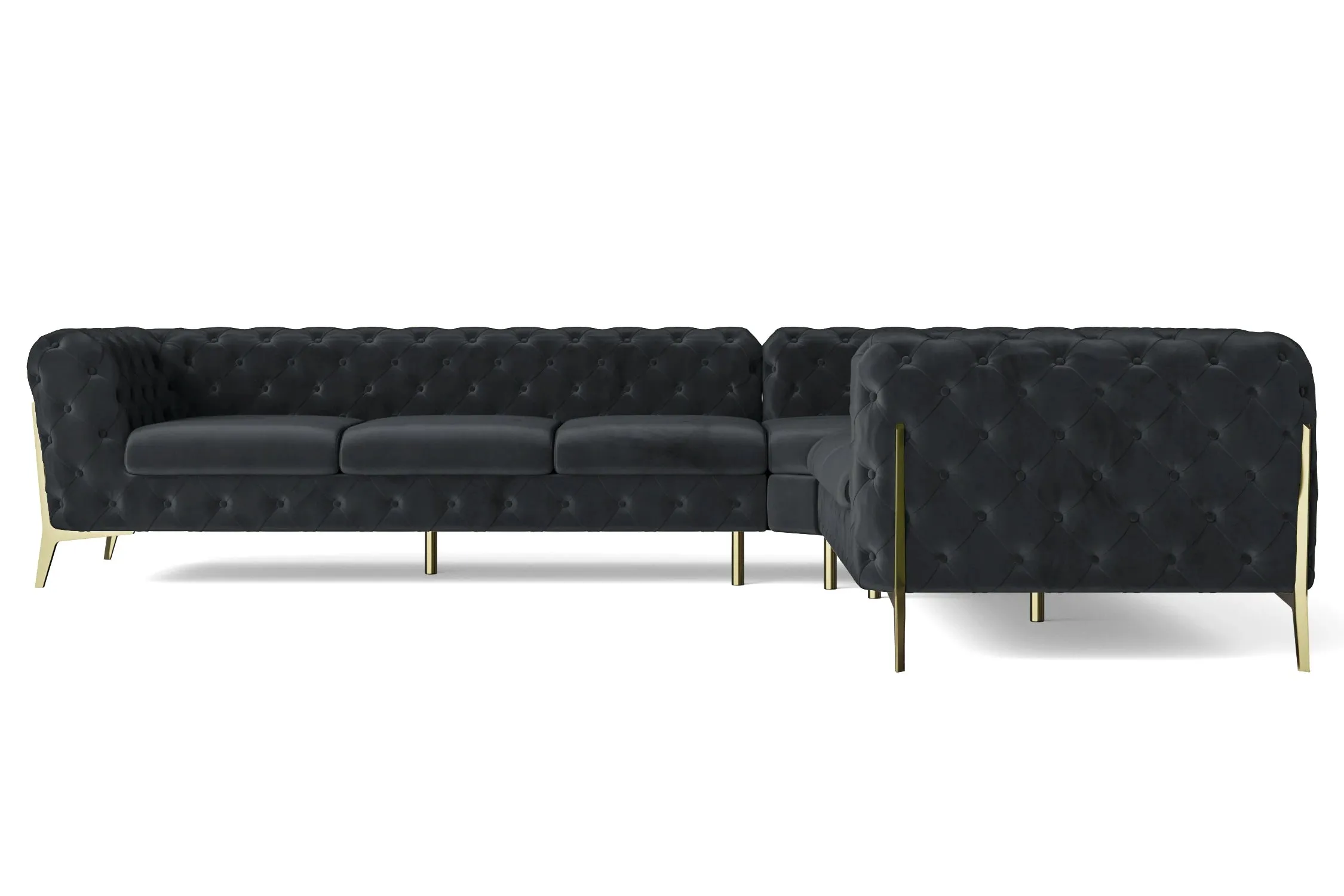Vito 6 Seater Corner Sofa Dark Grey Velvet