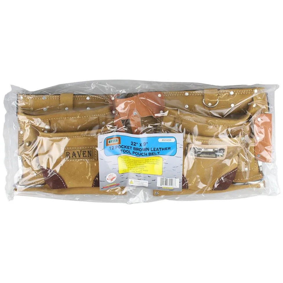 Wheat Suede Tool Pouch Belt with 11 Pockets  - AS-72103