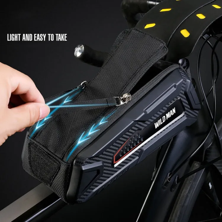 WILD MAN M90 EVA Hard Shell Mountain Bike Mobile Phone Touch Screen Waterproof Front Beam Bag(Black Red)