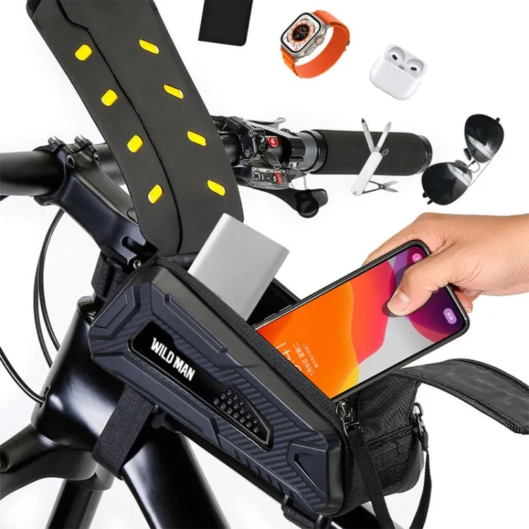 WILD MAN M90 EVA Hard Shell Mountain Bike Mobile Phone Touch Screen Waterproof Front Beam Bag(Black Red)