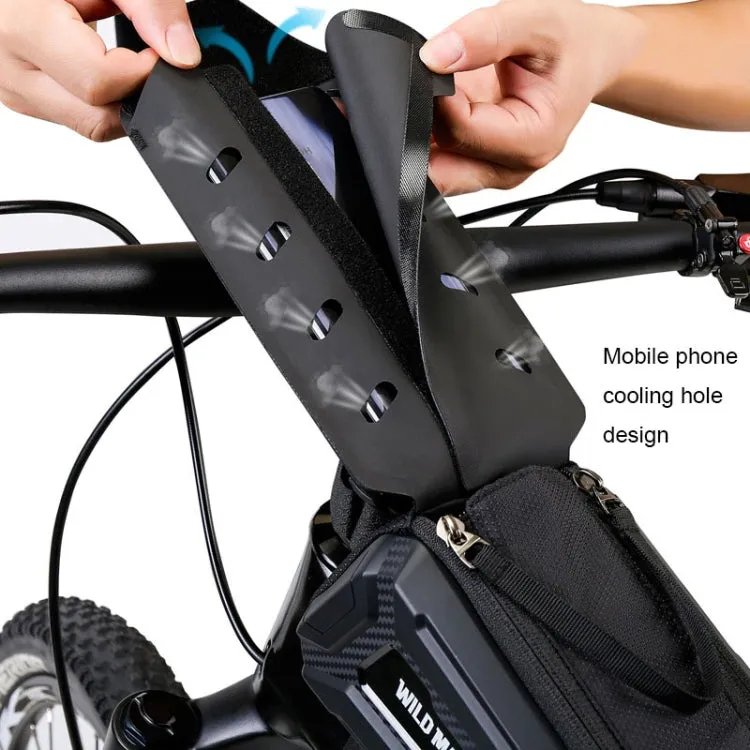 WILD MAN M90 EVA Hard Shell Mountain Bike Mobile Phone Touch Screen Waterproof Front Beam Bag(Black Red)