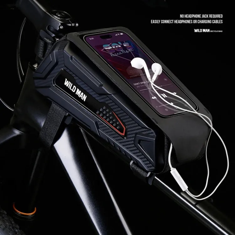 WILD MAN M90 EVA Hard Shell Mountain Bike Mobile Phone Touch Screen Waterproof Front Beam Bag(Black Red)