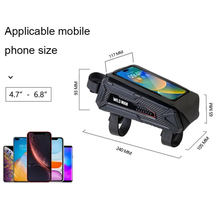 WILD MAN M90 EVA Hard Shell Mountain Bike Mobile Phone Touch Screen Waterproof Front Beam Bag(Black Red)